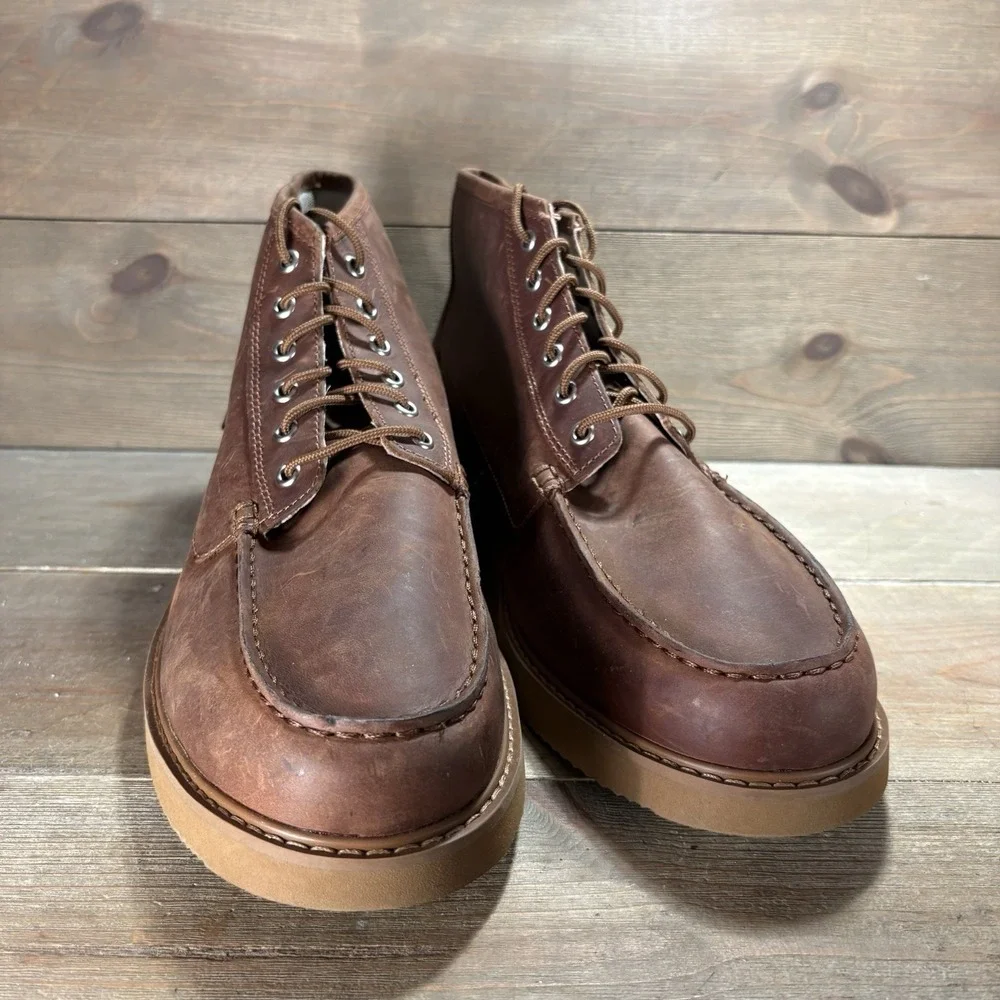 timberland newmarket mens size 13 shoes brown leather moc toe chukka work boots